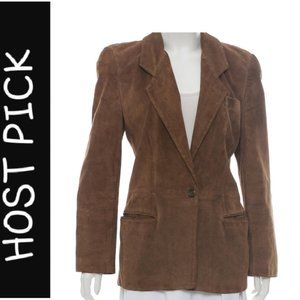 VINTAGE GIORGIO ARMANI 90's Brown Suede Button-Up Blazer Est. Size Small
